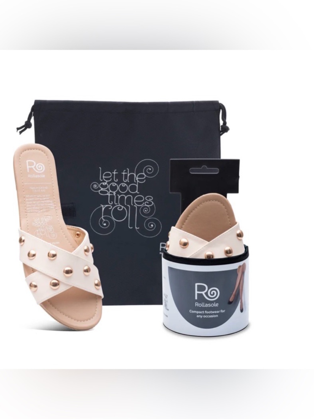 Rollasole Dulce Sandals Cream Gold Studded size M (7.5 to 8.5 shoe size)